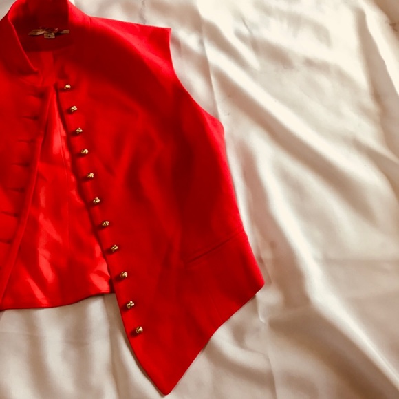 FLORINE WACHTER RED WOOL VEST GOLD BUTTONS SIZE 6 - Picture 2 of 8